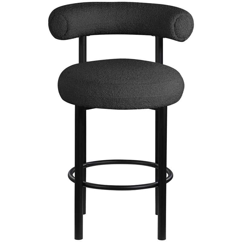 Pemberly Row Contemporary Black Boucle Fabric Stool - 23