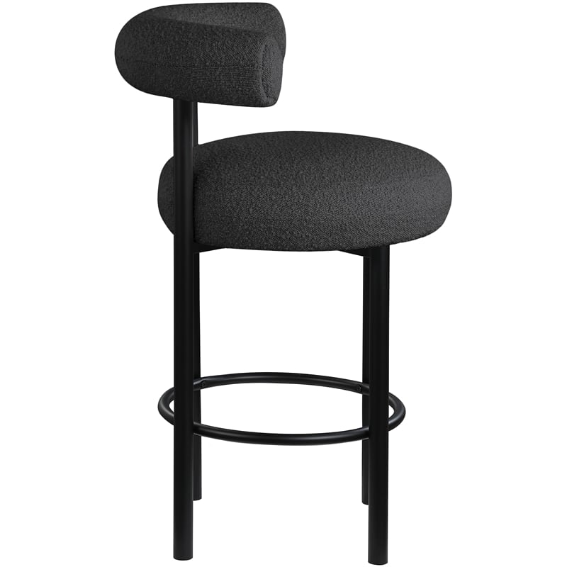 Pemberly Row Contemporary Black Boucle Fabric Stool - 23