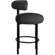 Pemberly Row Contemporary Black Boucle Fabric Stool - 23