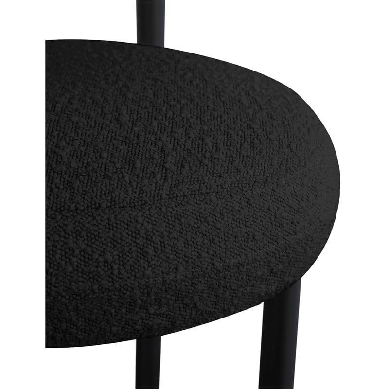 Pemberly Row Contemporary Black Boucle Fabric Stool - 23