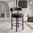 Pemberly Row Contemporary Black Boucle Fabric Stool - 23
