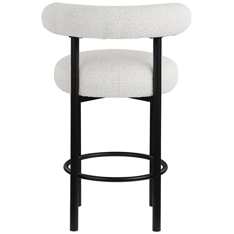 Pemberly Row Contemporary Cream Boucle Fabric Stool - 23