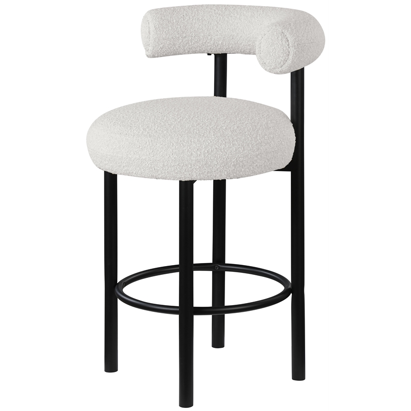 Pemberly Row Contemporary Cream Boucle Fabric Stool - 23