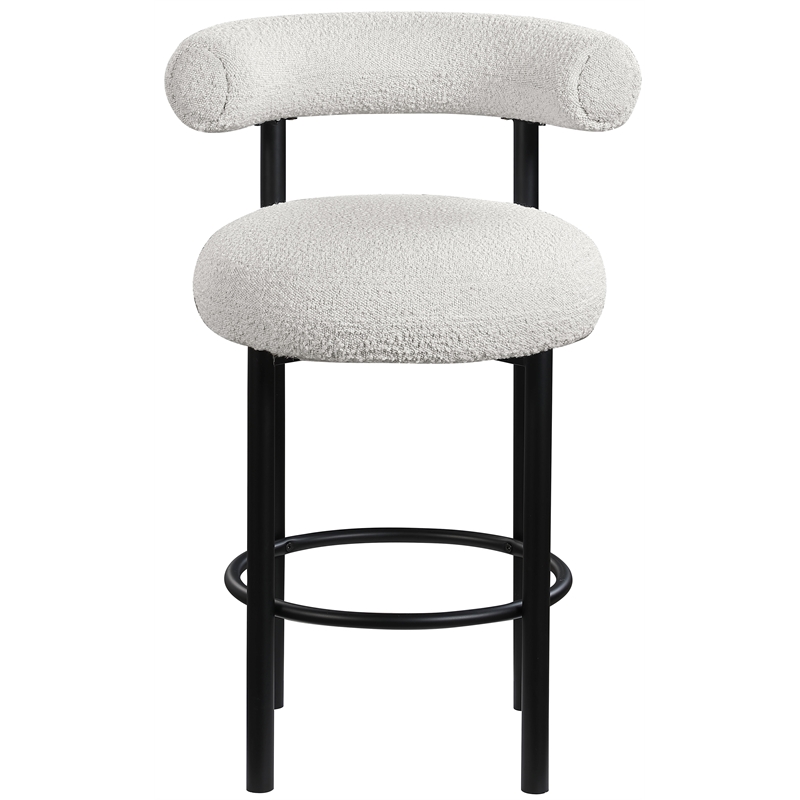 Pemberly Row Contemporary Cream Boucle Fabric Stool - 23