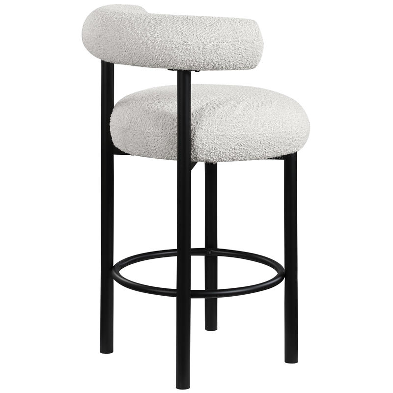 Pemberly Row Contemporary Cream Boucle Fabric Stool - 23
