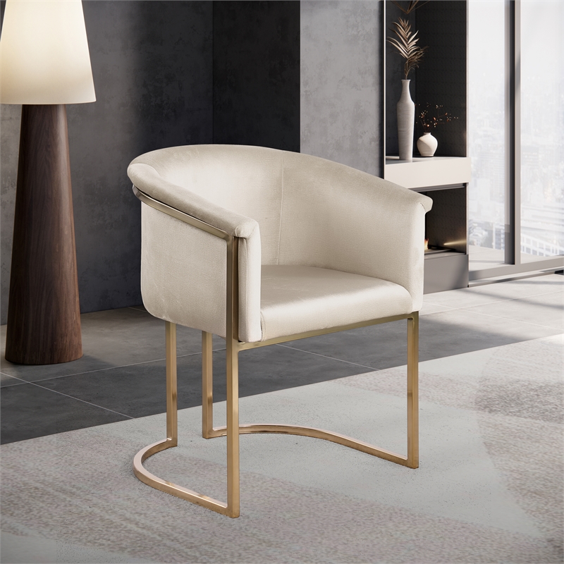 Pemberly Row Contemporary Cream Velvet Dining Chair - 24.5
