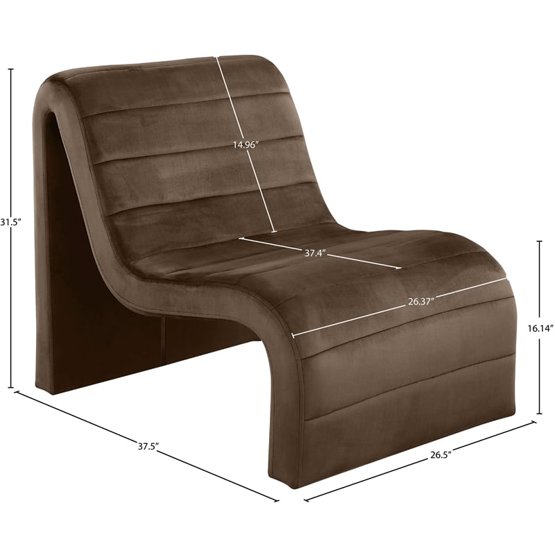 Pemberly Row Contemporary Brown Velvet Accent Chair - 26.4