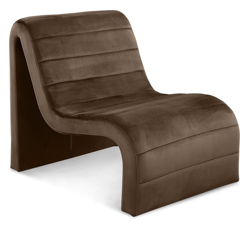 Pemberly Row Contemporary Brown Velvet Accent Chair - 26.4