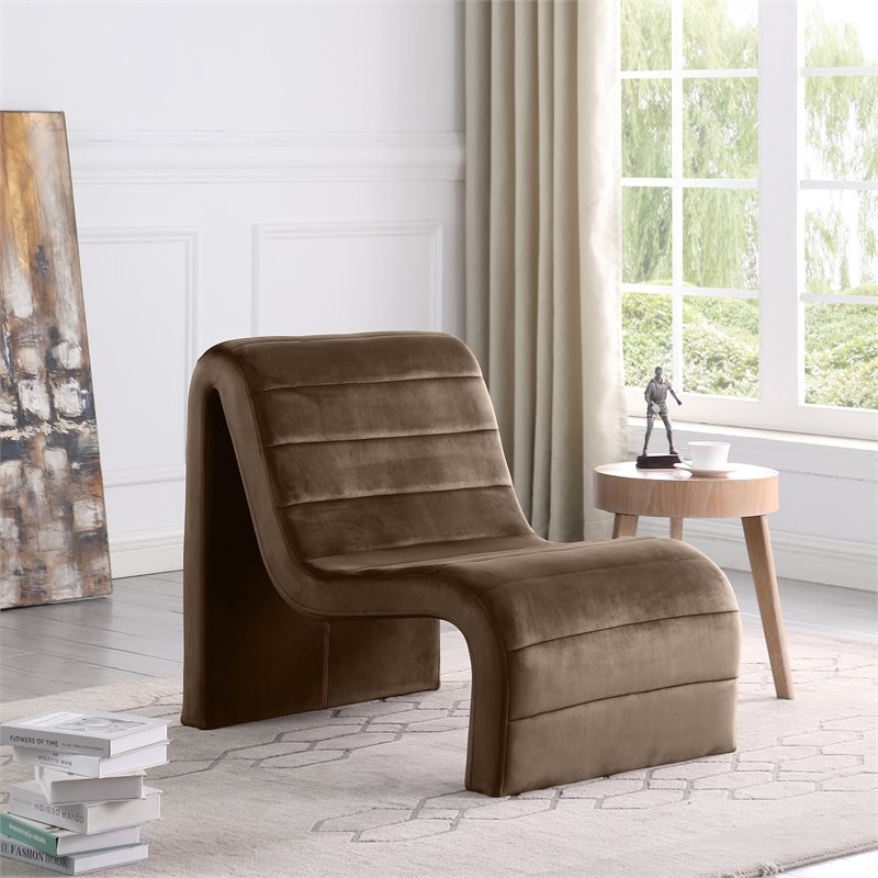 Pemberly Row Contemporary Brown Velvet Accent Chair - 26.4
