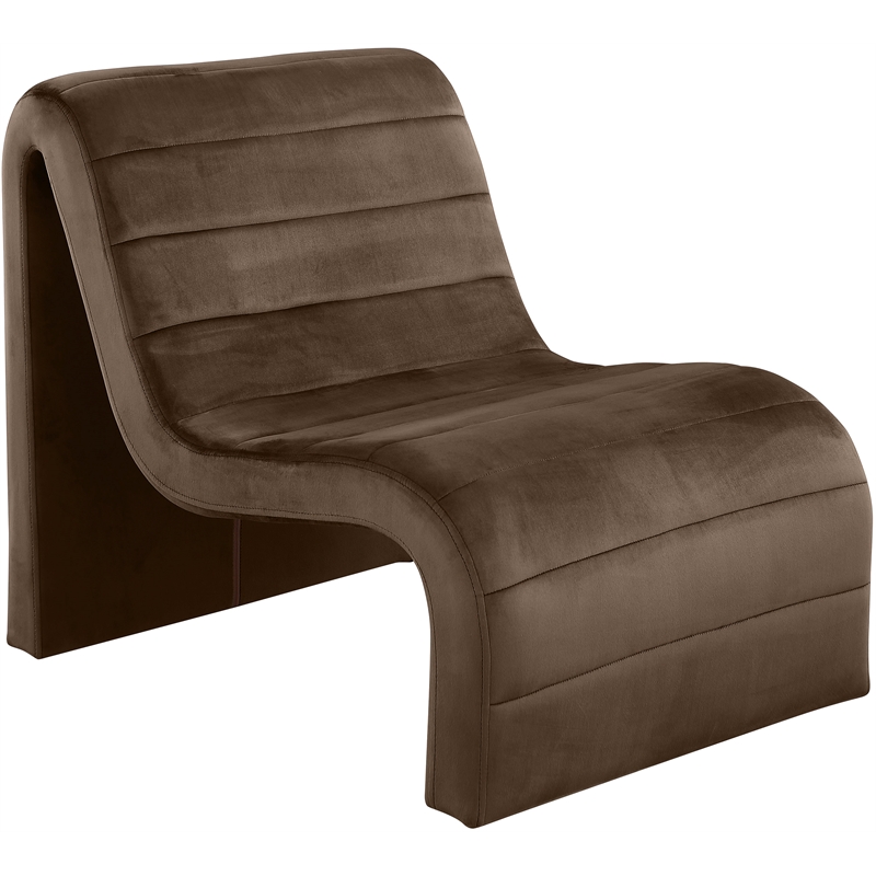 Pemberly Row Contemporary Brown Velvet Accent Chair - 26.4
