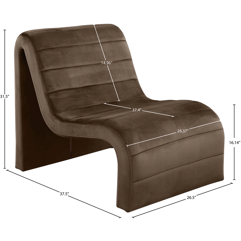Pemberly Row Contemporary Brown Velvet Accent Chair - 26.4
