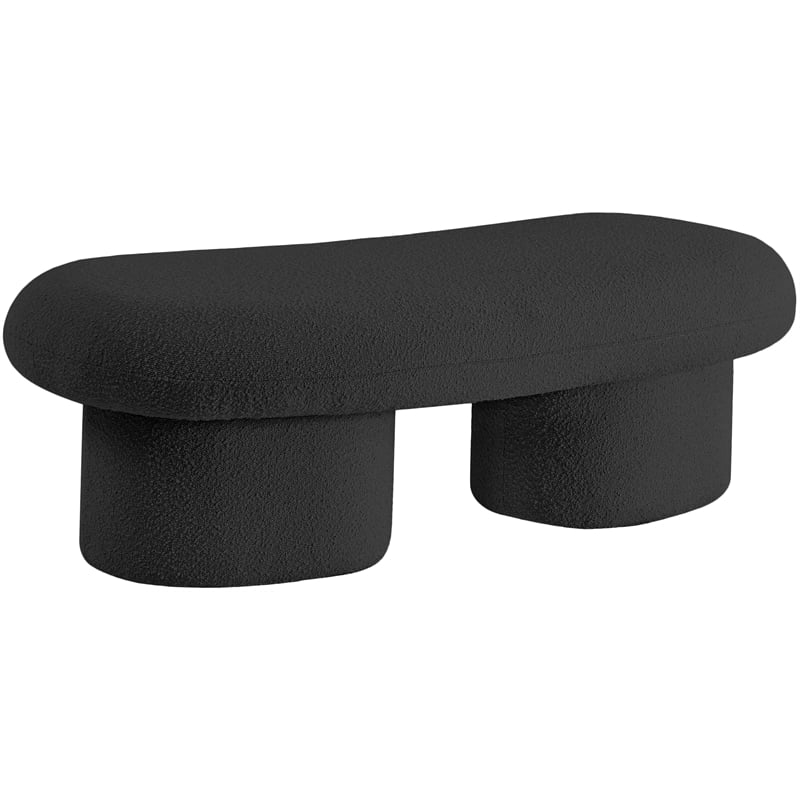 Pemberly Row Contemporary Black Boucle Fabric Bench - 59