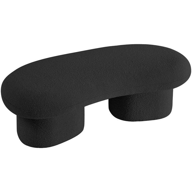 Pemberly Row Contemporary Black Boucle Fabric Bench - 59