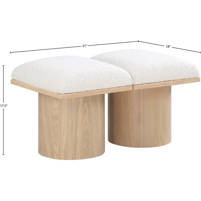 Pemberly Row Contemporary Cream Boucle Fabric Bench - 31