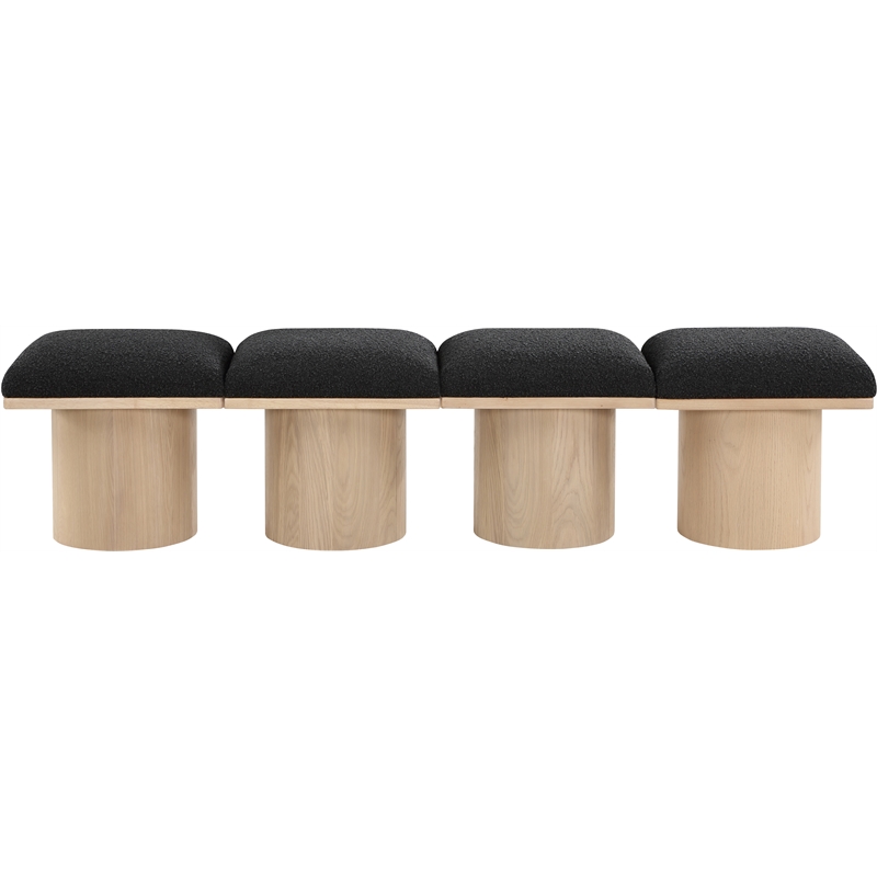 Pemberly Row Contemporary Black Boucle Fabric Bench - 72