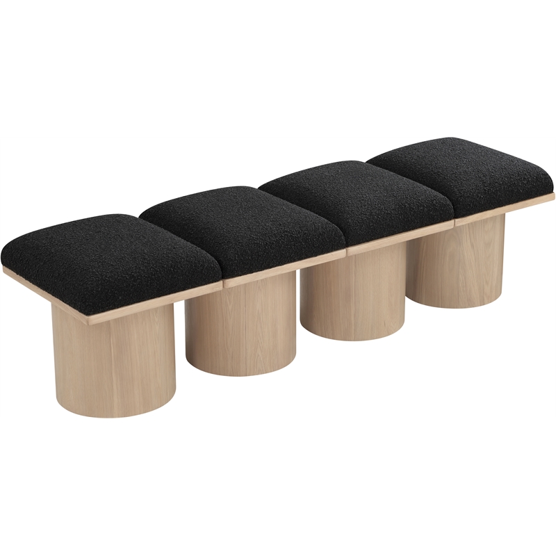 Pemberly Row Contemporary Black Boucle Fabric Bench - 72