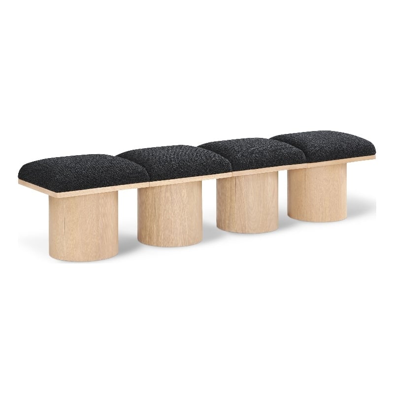 Pemberly Row Contemporary Black Boucle Fabric Bench - 72