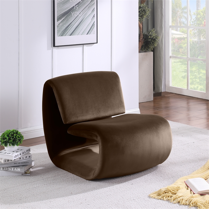Pemberly Row Contemporary Brown Velvet Accent Chair - 26