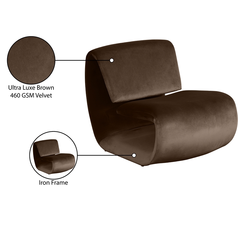 Pemberly Row Contemporary Brown Velvet Accent Chair - 26