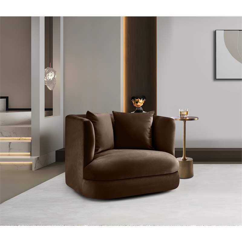 Pemberly Row Contemporary Brown Velvet Accent Chair - 38