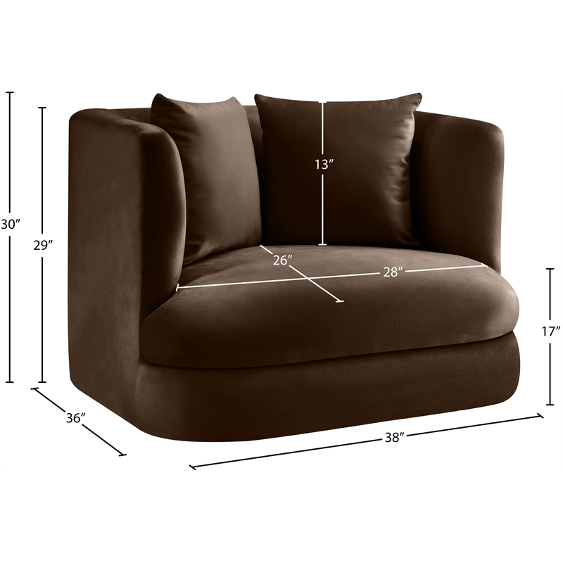 Pemberly Row Contemporary Brown Velvet Accent Chair - 38