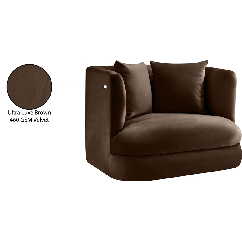 Pemberly Row Contemporary Brown Velvet Accent Chair - 38