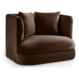 Pemberly Row Contemporary Brown Velvet Accent Chair - 38&quotW x 36&quotD x 30&quotH