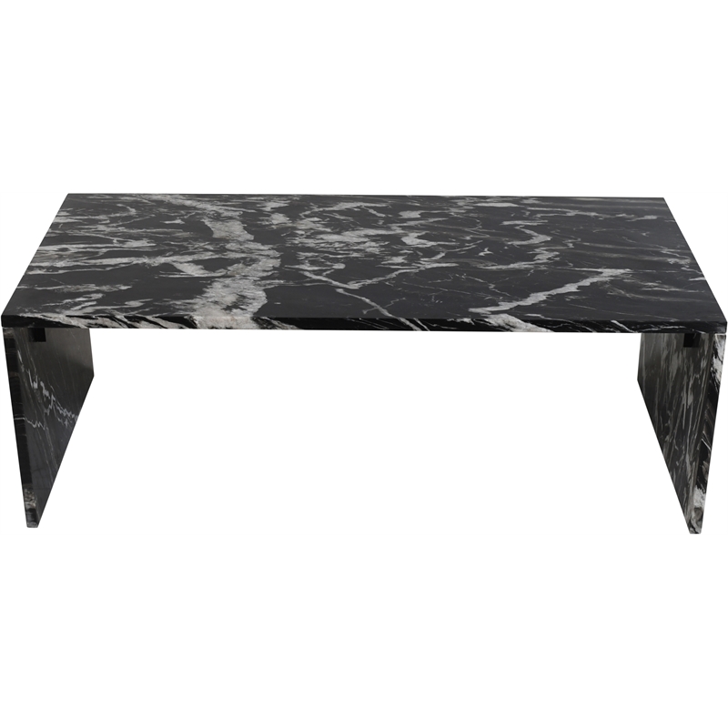 Pemberly Row Contemporary Black Marble Coffee Table - 48