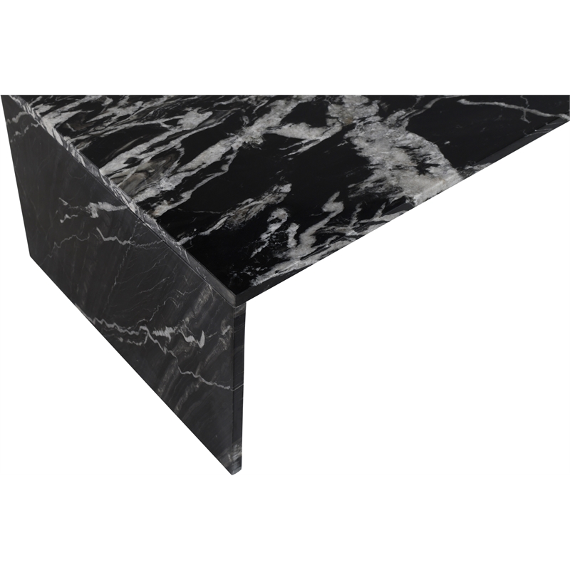 Pemberly Row Contemporary Black Marble Coffee Table - 48