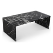 Pemberly Row Contemporary Black Marble Coffee Table - 48