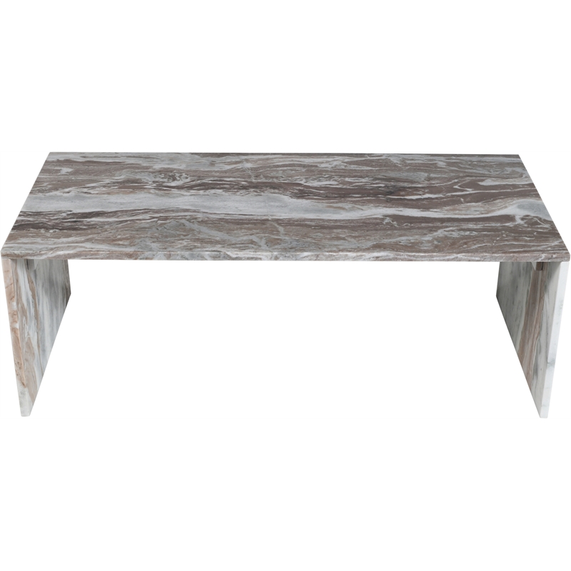 Pemberly Row Contemporary Brown Marble Coffee Table - 48