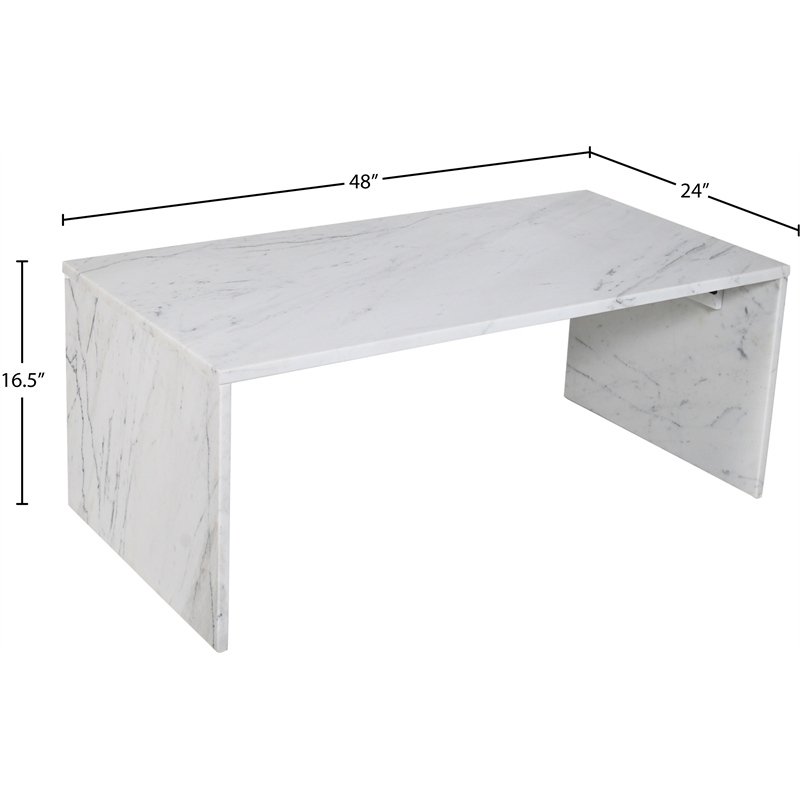 Pemberly Row Contemporary White Marble Coffee Table - 48