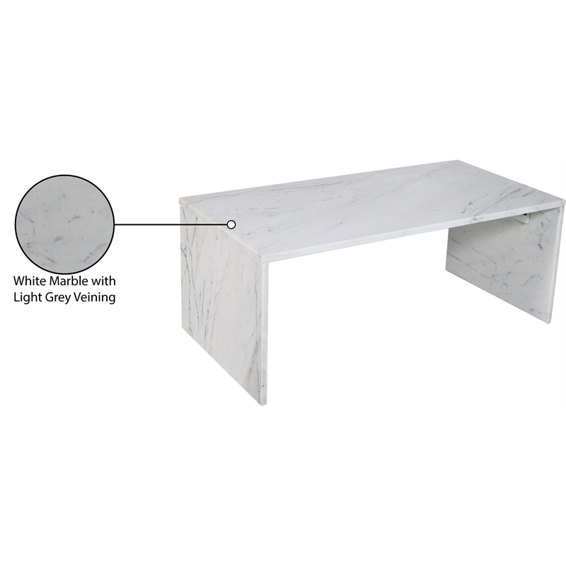 Pemberly Row Contemporary White Marble Coffee Table - 48