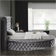 Pemberly Row Contemporary Gray Velvet Twin Round Bed - 71.5
