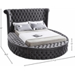 Pemberly Row Contemporary Gray Velvet Twin Round Bed - 71.5