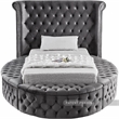 Pemberly Row Contemporary Gray Velvet Twin Round Bed - 71.5