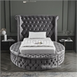 Pemberly Row Contemporary Gray Velvet Twin Round Bed - 71.5