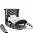 Pemberly Row Contemporary Gray Velvet Twin Round Bed - 71.5