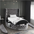 Pemberly Row Contemporary Gray Velvet Twin Round Bed - 71.5