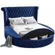 Pemberly Row Contemporary Navy Velvet Full Round Bed - 87
