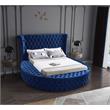 Pemberly Row Contemporary Navy Velvet Full Round Bed - 87