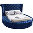 Pemberly Row Contemporary Navy Velvet Full Round Bed - 87