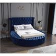 Pemberly Row Contemporary Navy Velvet King Round Bed - 110