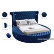 Pemberly Row Contemporary Navy Velvet King Round Bed - 110