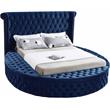 Pemberly Row Contemporary Navy Velvet King Round Bed - 110