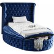 Pemberly Row Contemporary Navy Velvet Twin Round Bed - 71.5