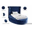 Pemberly Row Contemporary Navy Velvet Twin Round Bed - 71.5