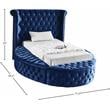 Pemberly Row Contemporary Navy Velvet Twin Round Bed - 71.5