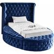 Pemberly Row Contemporary Navy Velvet Twin Round Bed - 71.5