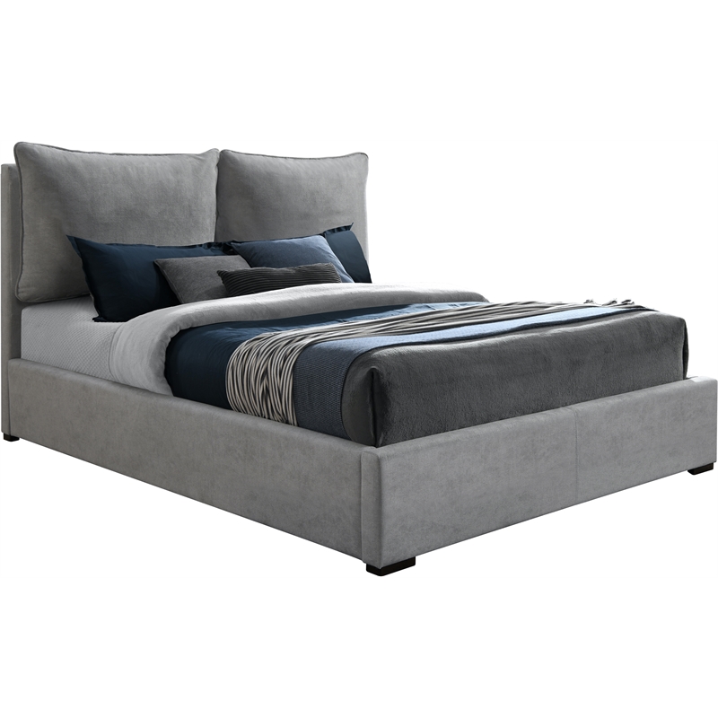 Pemberly Row Contemporary Light Gray Fabric King Bed - 82